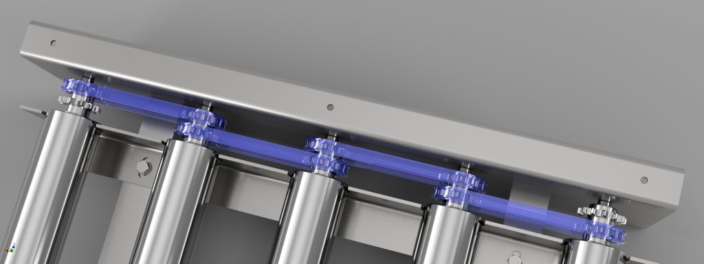 Kædedreven rullebane vist uden skærm fra ABC Industrigummi