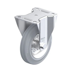 Afsmitningsfrit Gråt Transporthjul med Fast Gaffel - Ø160 mm.